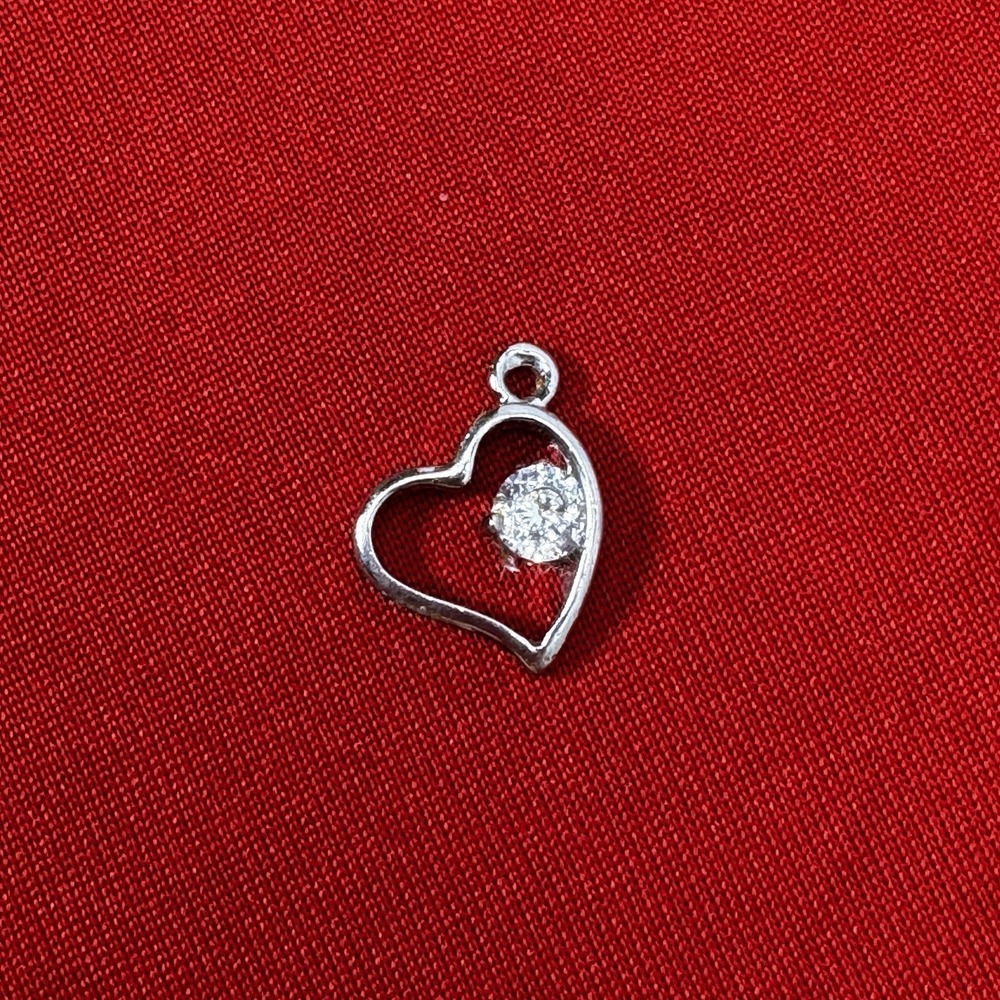 Silver Tone Small Heart Pendant With Cubic‎ Zirconia